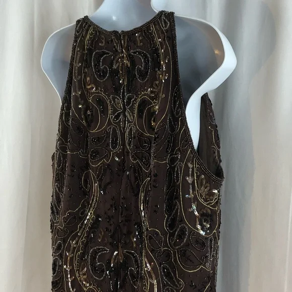 Papell Boutique Evening Silk beaded Vintage Tank top L - Picture 15 of 16